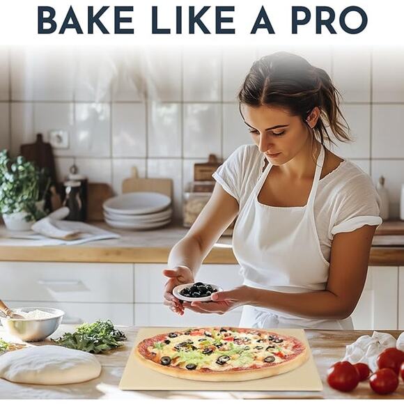 Crack Resistant Pizza Stone 15 by 12 Inch Oven Grill Even Heating Crispy - Picture 2 of 6